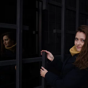 девушка, портрет, зима, натурный портрет, зеркальное отражение