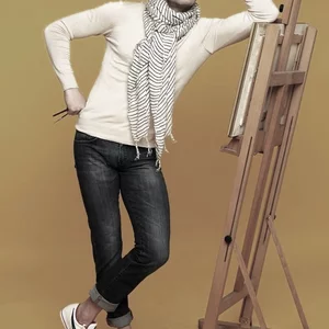 художник, мольберт, картина, муза, мужская, Model