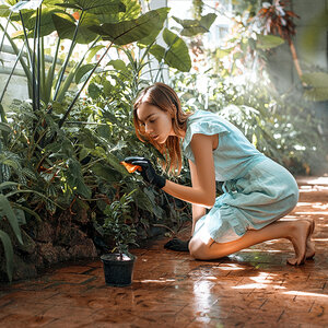 Worker in a botanical garden