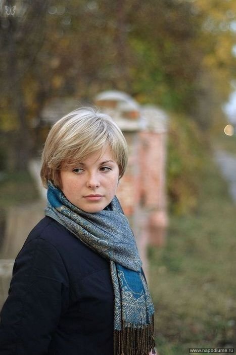 портрет, осень, девушка, шарф