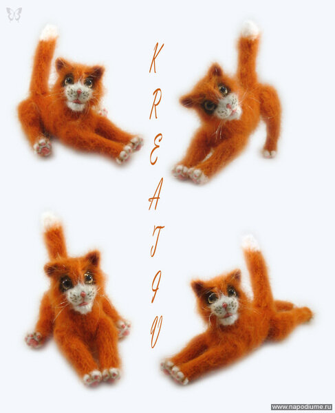 Рыжий котЭ.Авторская игрушка,в холке 7 см.