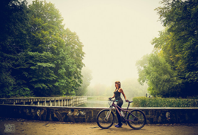 девушка, парк, велопрогулка, фото