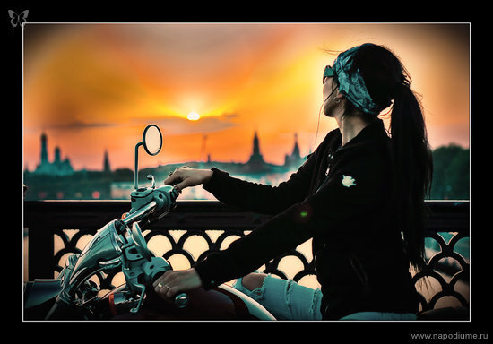 портрет, пленер, фотосъемка, уличная фотосъемка, харлей
