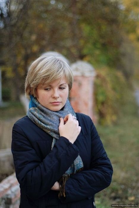 портрет, осень, девушка, шарф