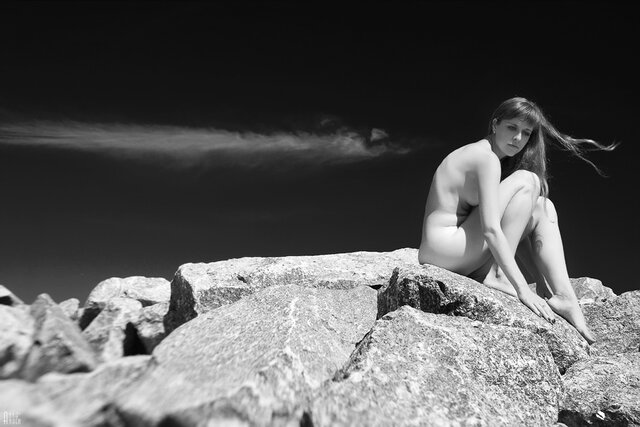 Nude, Outdoor, Woman, Plenair, Art, Bw, Anna Anhen