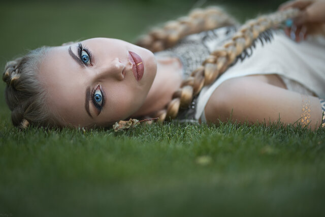 Grass, Beauty, Eye, Close-up, Lip, Smile, Portrait photography
