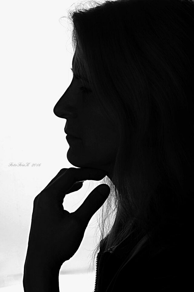 Portrait, Silhouette, Profile, Cut, Black, And, White