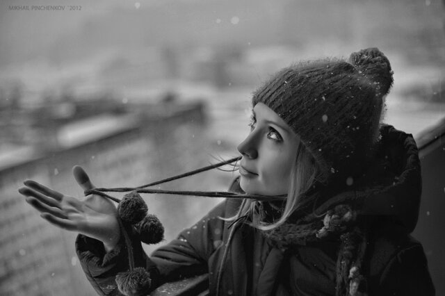 портрет, зима, улица