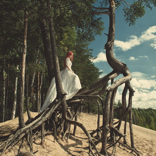 Portrait, Outdoor, Woman, Plenair, Fashion, Wedding Dress, Anna Anhen, Square