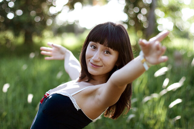Girl, Summer, Green, Happy
