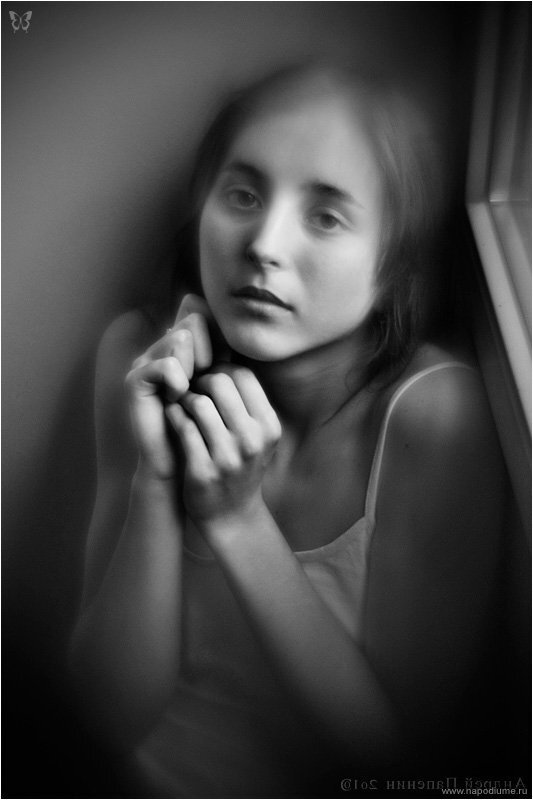 девушка,  портрет,  монокль,  нижнее белье,  художественная фотография