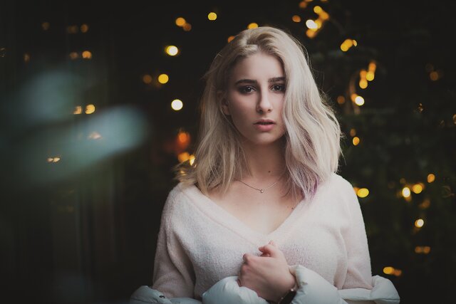 Lady, Blond, Beauty, Portrait, Long hair, Space